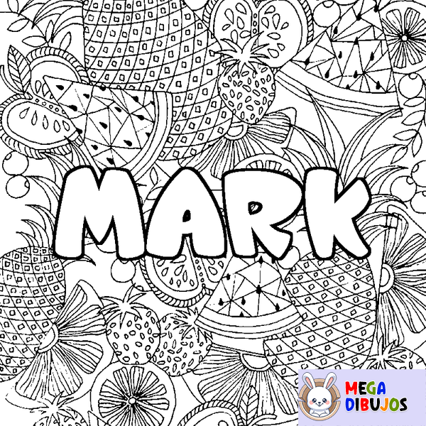 Coloraci&oacute;n del nombre MARK - decorado mandala de frutas