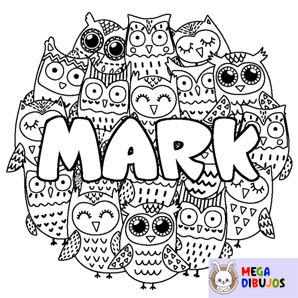 Coloraci&oacute;n del nombre MARK - decorado b&uacute;hos