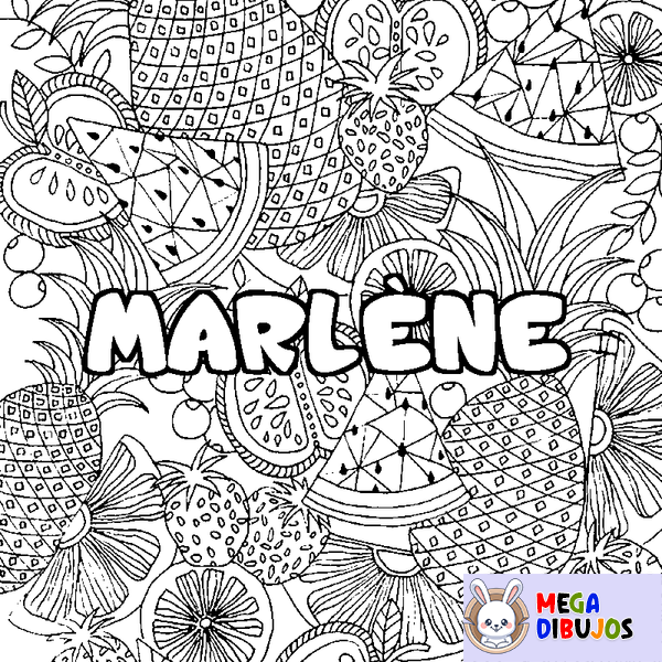 Coloraci&oacute;n del nombre MARL&Egrave;NE - decorado mandala de frutas