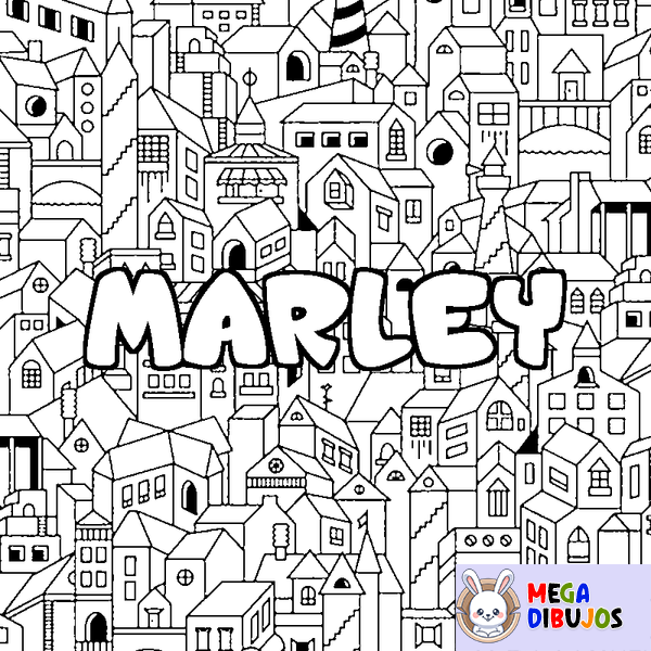 Coloraci&oacute;n del nombre MARLEY - decorado ciudad