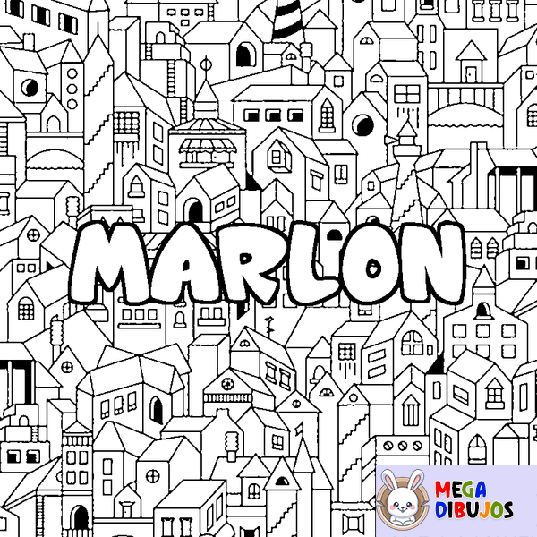 Coloraci&oacute;n del nombre MARLON - decorado ciudad