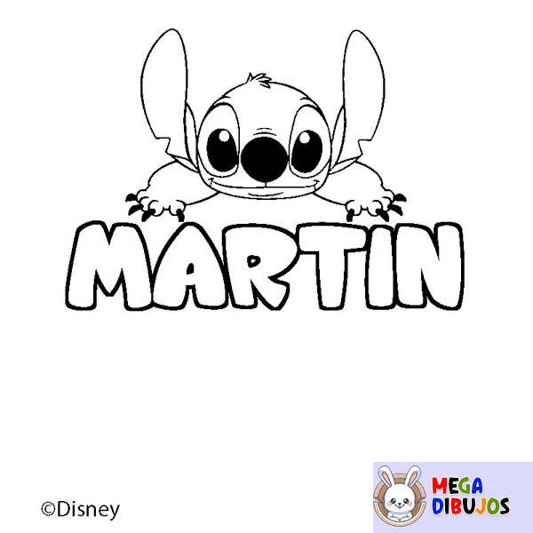 Coloraci&oacute;n del nombre MARTIN - decorado Stitch