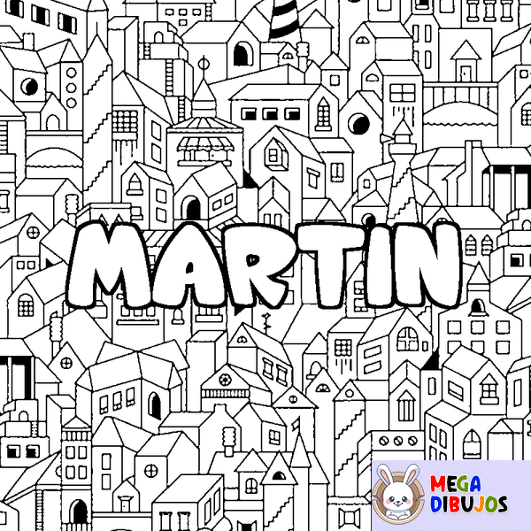 Coloraci&oacute;n del nombre MARTIN - decorado ciudad