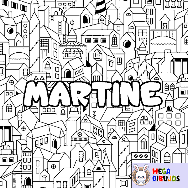 Coloraci&oacute;n del nombre MARTINE - decorado ciudad