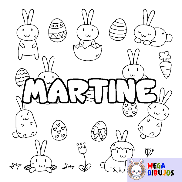 Coloraci&oacute;n del nombre MARTINE - decorado Pascua