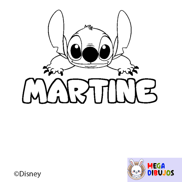 Coloraci&oacute;n del nombre MARTINE - decorado Stitch
