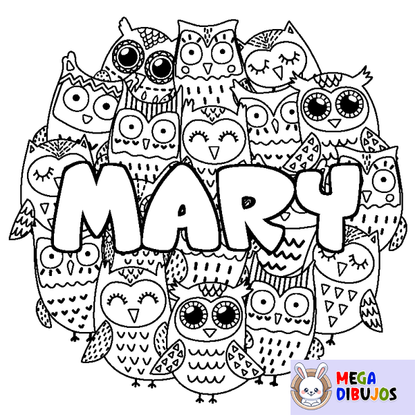 Coloraci&oacute;n del nombre MARY - decorado b&uacute;hos