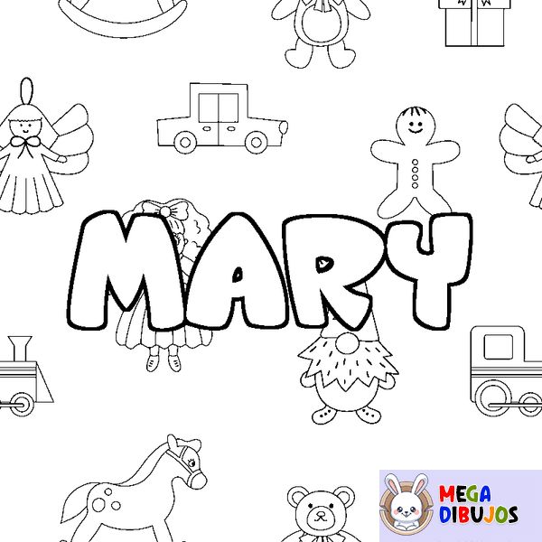 Coloraci&oacute;n del nombre MARY - decorado juguetes