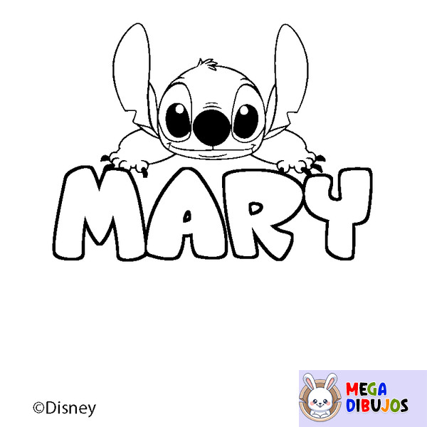 Coloraci&oacute;n del nombre MARY - decorado Stitch