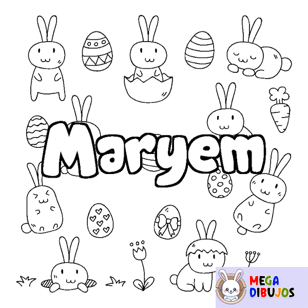 Coloraci&oacute;n del nombre Maryem - decorado Pascua