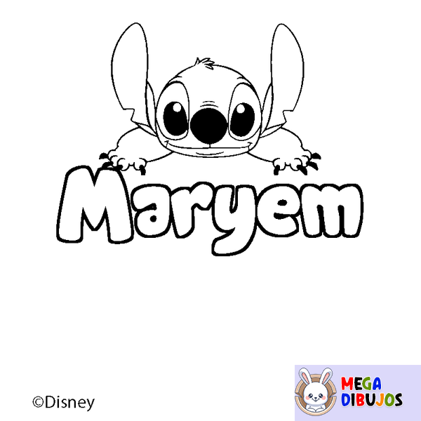 Coloraci&oacute;n del nombre Maryem - decorado Stitch