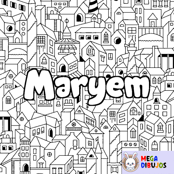 Coloraci&oacute;n del nombre Maryem - decorado ciudad