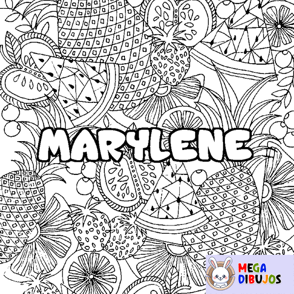 Coloraci&oacute;n del nombre MARYLENE - decorado mandala de frutas