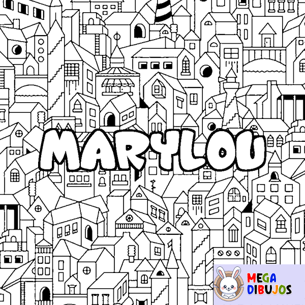 Coloraci&oacute;n del nombre MARYLOU - decorado ciudad