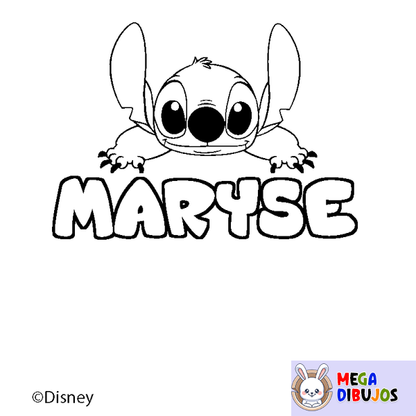 Coloraci&oacute;n del nombre MARYSE - decorado Stitch