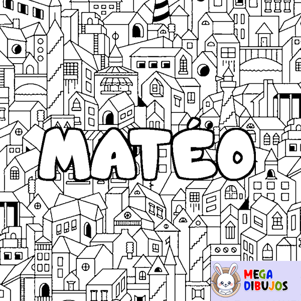 Coloraci&oacute;n del nombre MAT&Eacute;O - decorado ciudad