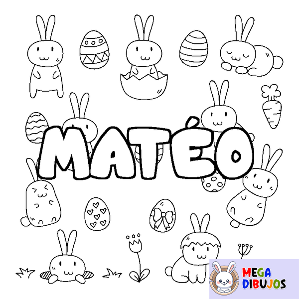 Coloraci&oacute;n del nombre MAT&Eacute;O - decorado Pascua