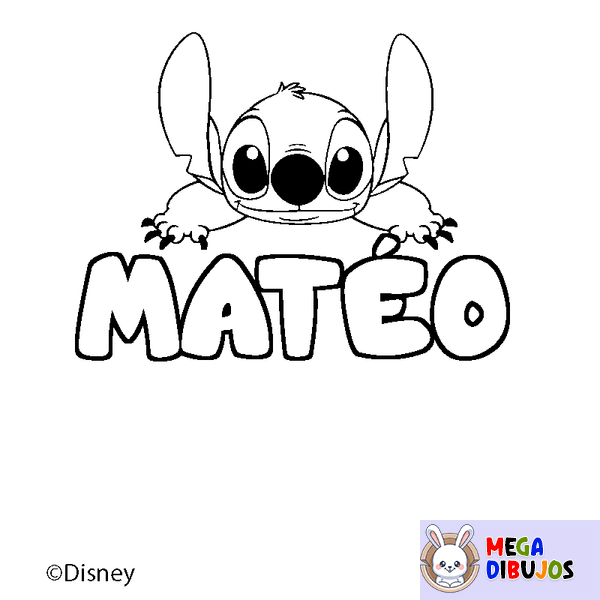 Coloraci&oacute;n del nombre MAT&Eacute;O - decorado Stitch