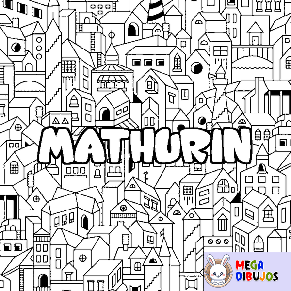 Coloraci&oacute;n del nombre MATHURIN - decorado ciudad