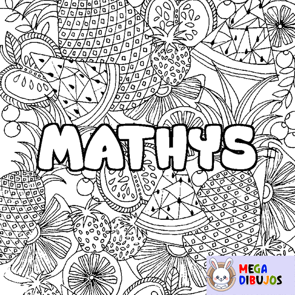 Coloraci&oacute;n del nombre MATHYS - decorado mandala de frutas