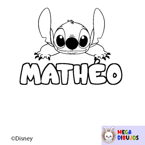Coloraci&oacute;n del nombre MATH&Eacute;O - decorado Stitch
