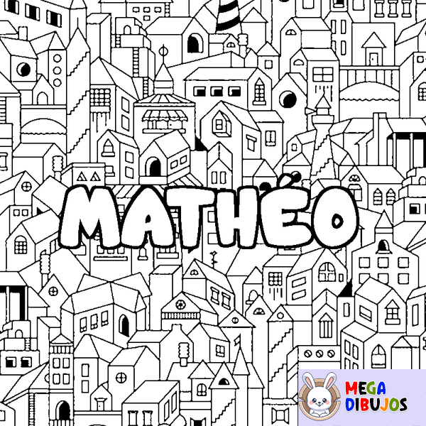 Coloraci&oacute;n del nombre MATH&Eacute;O - decorado ciudad