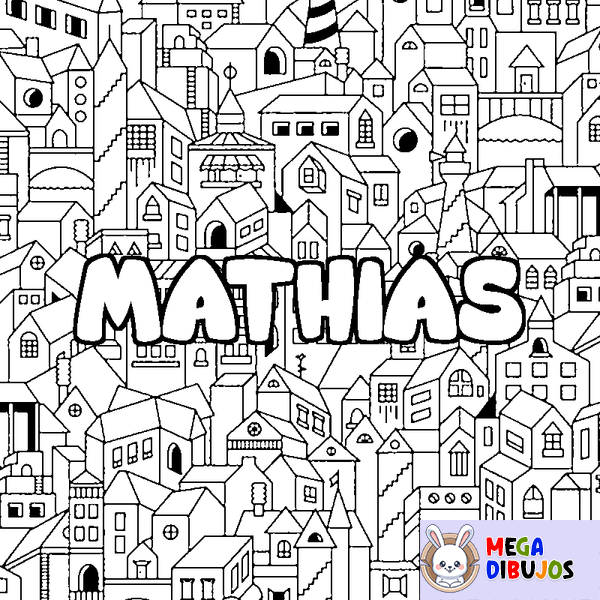 Coloraci&oacute;n del nombre MATHIAS - decorado ciudad