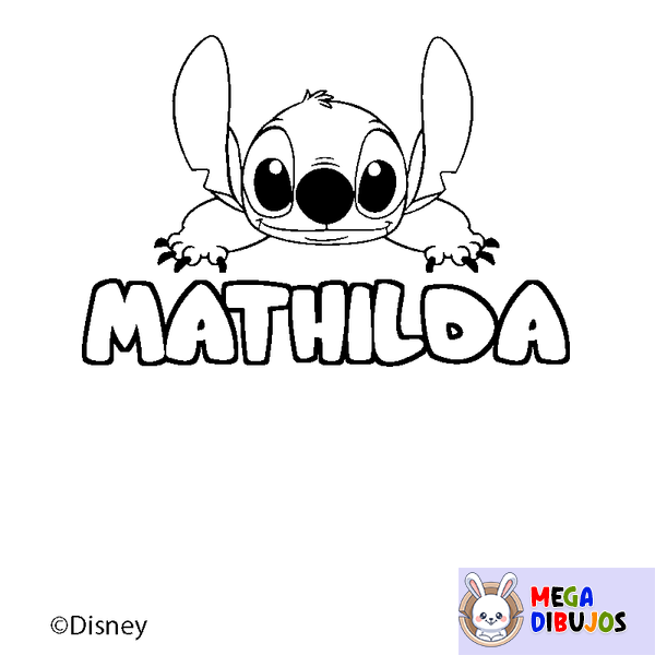 Coloraci&oacute;n del nombre MATHILDA - decorado Stitch