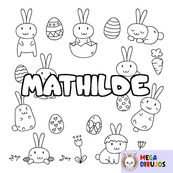 Coloraci&oacute;n del nombre MATHILDE - decorado Pascua