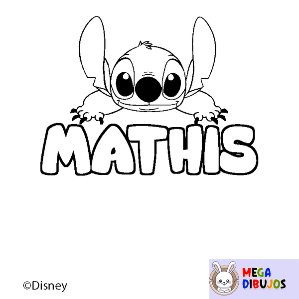 Coloraci&oacute;n del nombre MATHIS - decorado Stitch