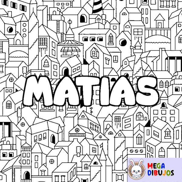 Coloraci&oacute;n del nombre MATIAS - decorado ciudad
