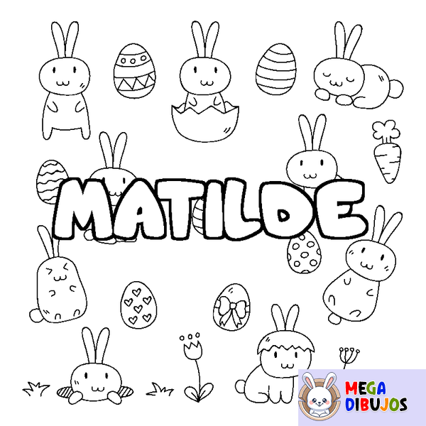 Coloraci&oacute;n del nombre MATILDE - decorado Pascua