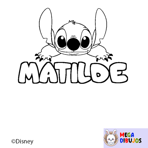 Coloraci&oacute;n del nombre MATILDE - decorado Stitch