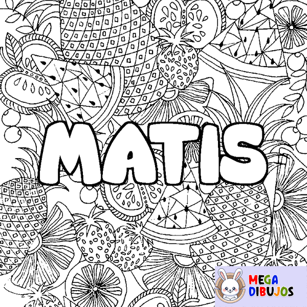 Coloraci&oacute;n del nombre MATIS - decorado mandala de frutas