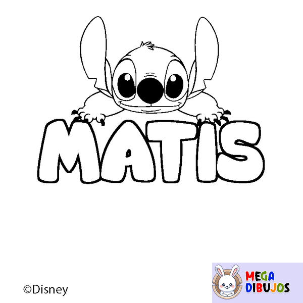 Coloraci&oacute;n del nombre MATIS - decorado Stitch