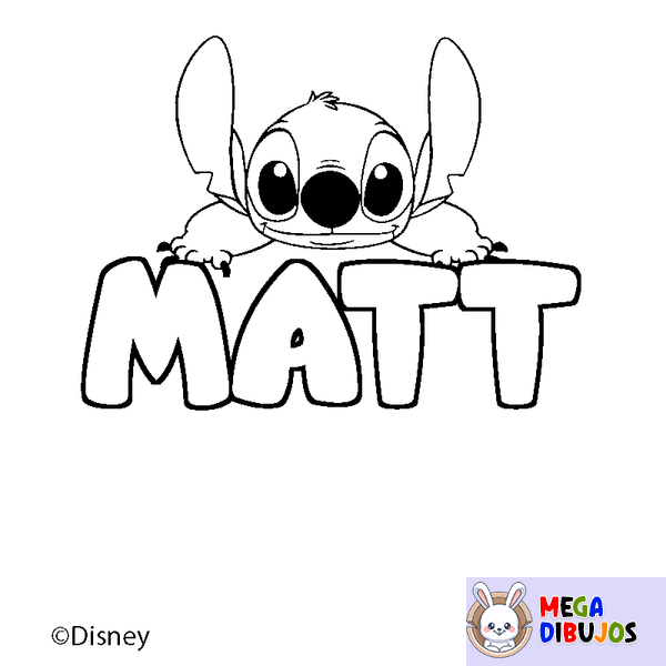 Coloraci&oacute;n del nombre MATT - decorado Stitch