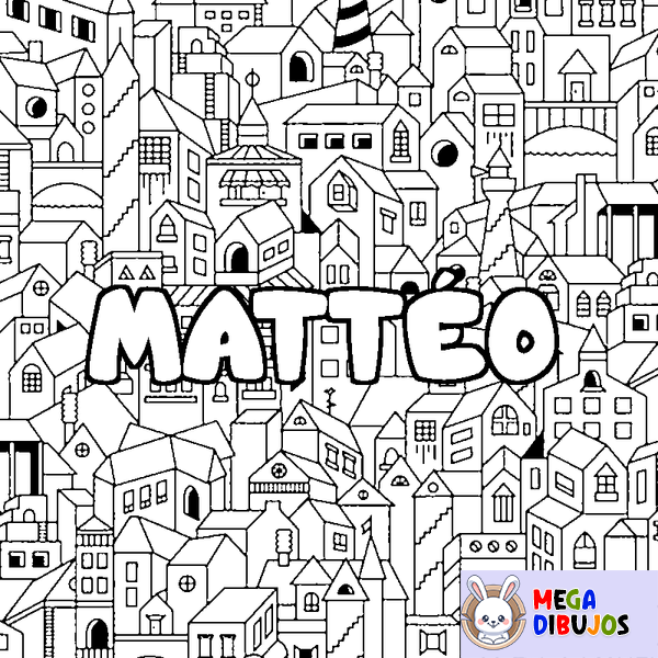 Coloraci&oacute;n del nombre MATT&Eacute;O - decorado ciudad