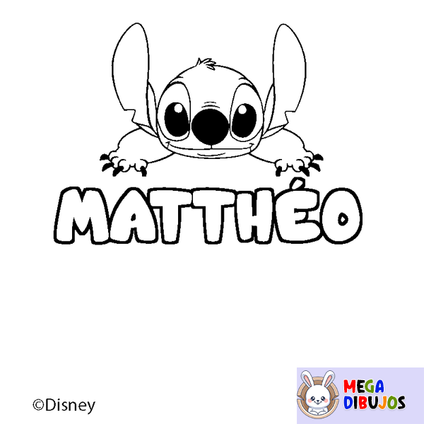 Coloraci&oacute;n del nombre MATTH&Eacute;O - decorado Stitch