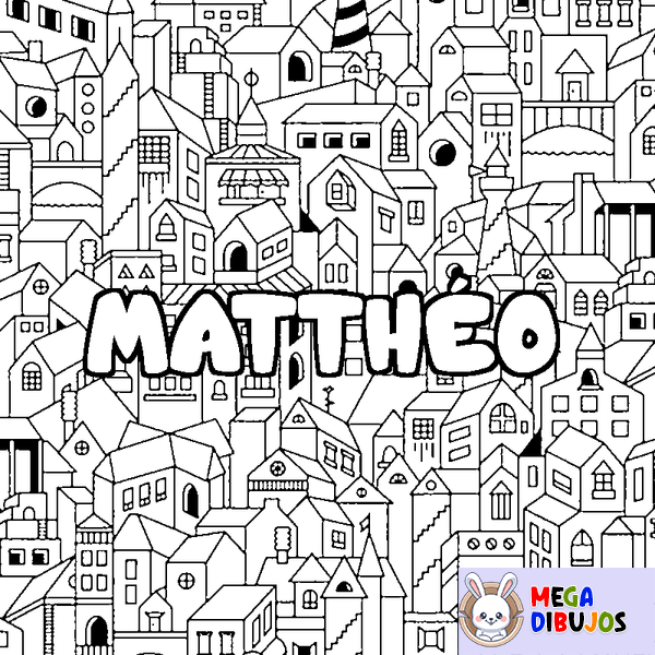 Coloraci&oacute;n del nombre MATTH&Eacute;O - decorado ciudad