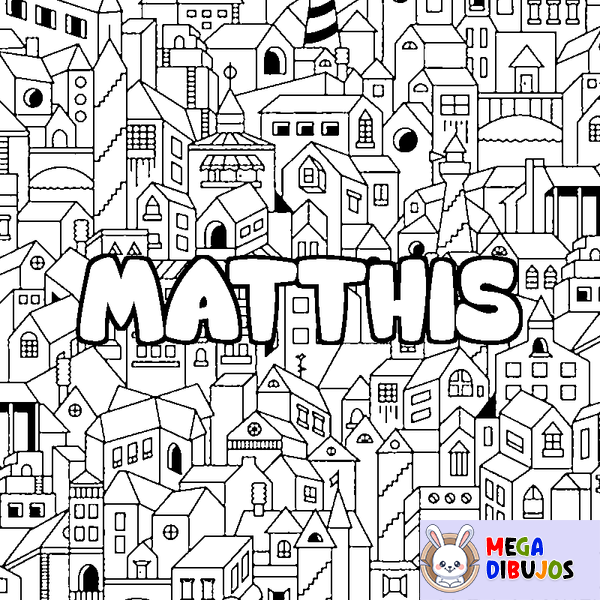Coloraci&oacute;n del nombre MATTHIS - decorado ciudad