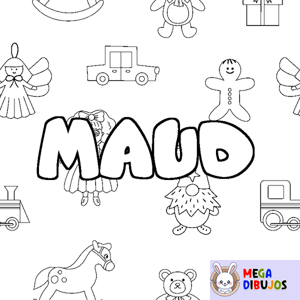 Coloraci&oacute;n del nombre MAUD - decorado juguetes