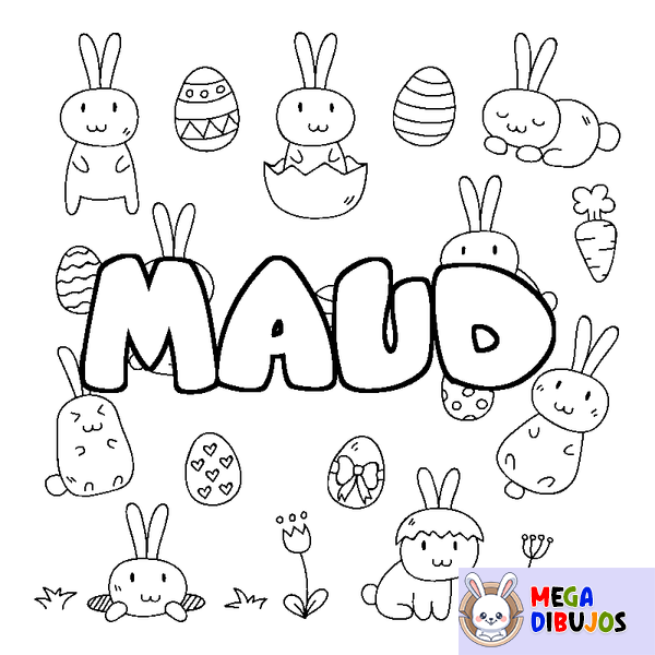 Coloraci&oacute;n del nombre MAUD - decorado Pascua