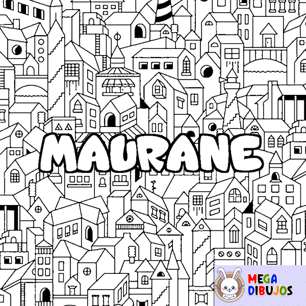 Coloraci&oacute;n del nombre MAURANE - decorado ciudad