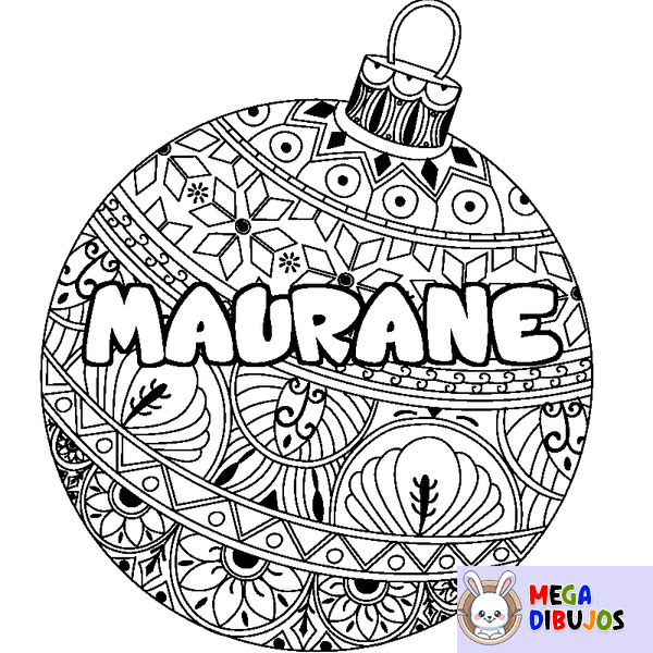 Coloraci&oacute;n del nombre MAURANE - decorado bola de Navidad