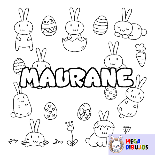 Coloraci&oacute;n del nombre MAURANE - decorado Pascua