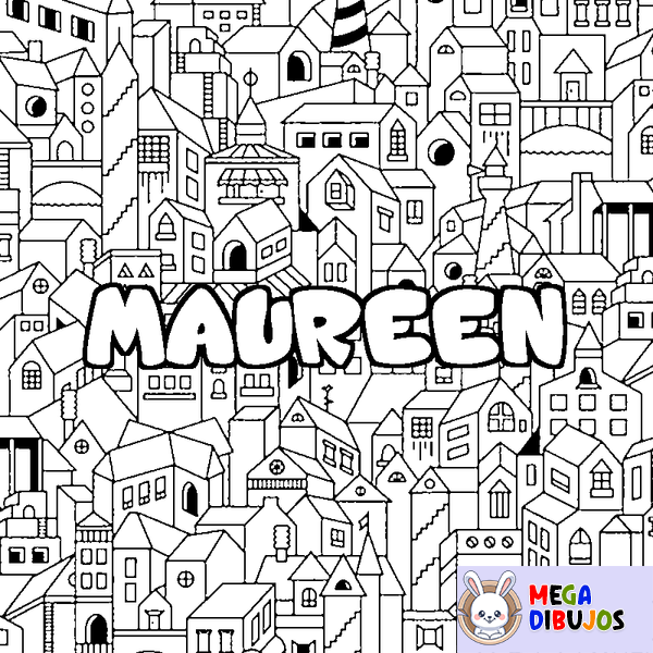 Coloraci&oacute;n del nombre MAUREEN - decorado ciudad