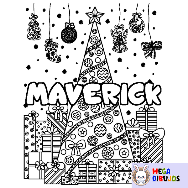 Coloraci&oacute;n del nombre MAVERICK - decorado &aacute;rbol de Navidad y regalos