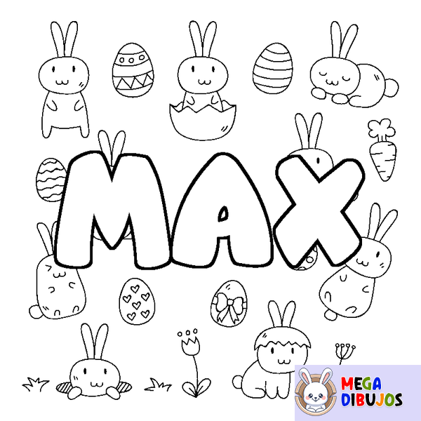 Coloraci&oacute;n del nombre MAX - decorado Pascua