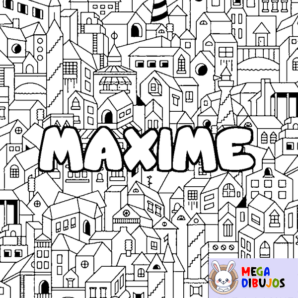 Coloraci&oacute;n del nombre MAXIME - decorado ciudad