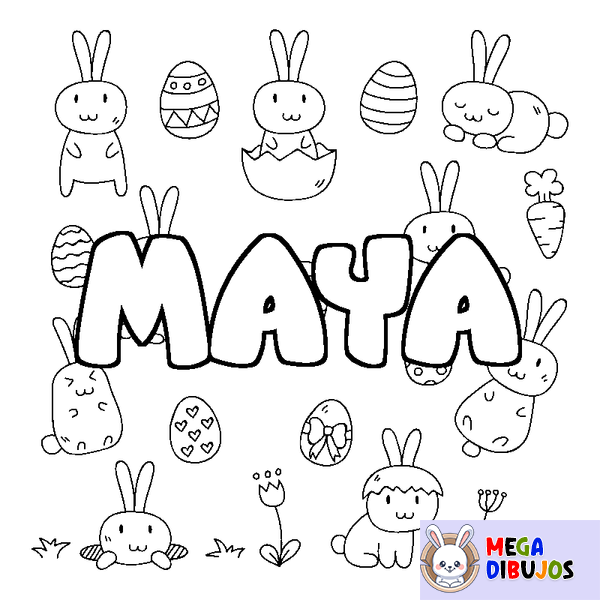 Coloraci&oacute;n del nombre MAYA - decorado Pascua